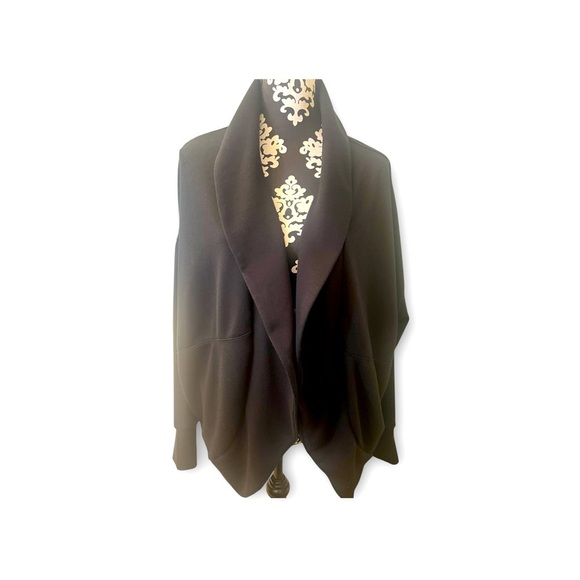 YOGALICIOUS Scuba London Open Front  Cardigan Black Size Medium - Picture 2 of 7